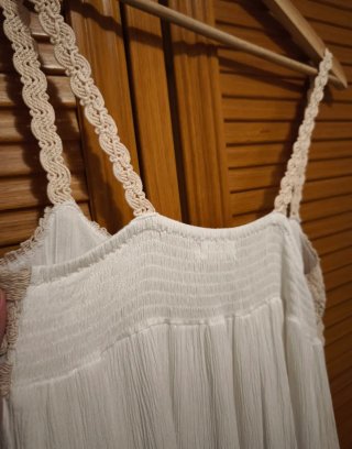 Vestido largo con crochet veraniego blanco talla M