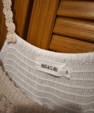 Vestido largo con crochet veraniego blanco talla M