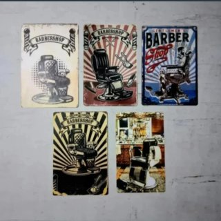 Lote 4 Placas Barber Shop Vintage