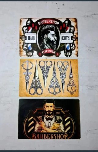 Lote 4 Placas Barber Shop Vintage