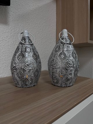 2 Farolillos Decorativos Plateados
