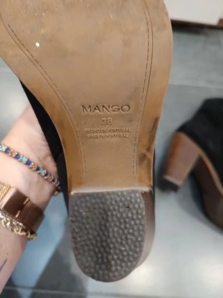Botines piel negro Mango Talla 38