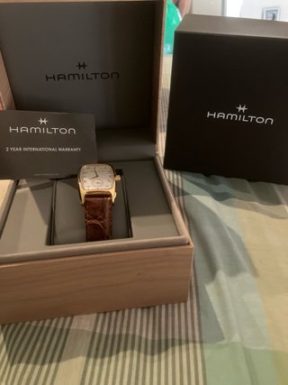 Reloj Hamilton Boulton Dorado Correa Marrón
