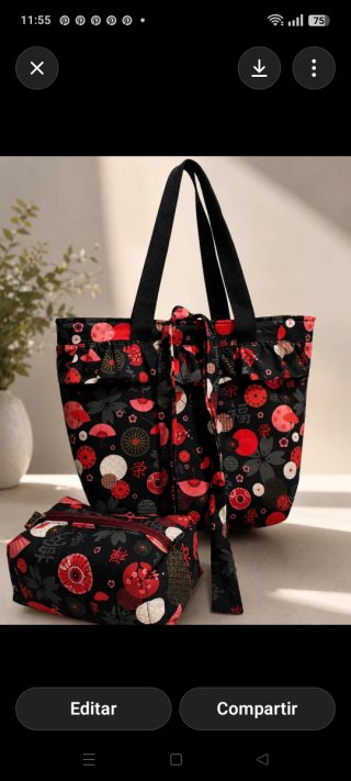 Bolso Tote Bag Negro y Rojo PRECIO x LIQUIDACIÓN