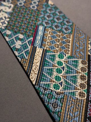 Cravatta vintage fantasia geometrica patchwork