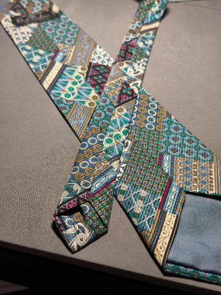 Cravatta vintage fantasia geometrica patchwork