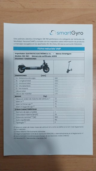 Patinete Eléctrico Smartgyro SW-RW