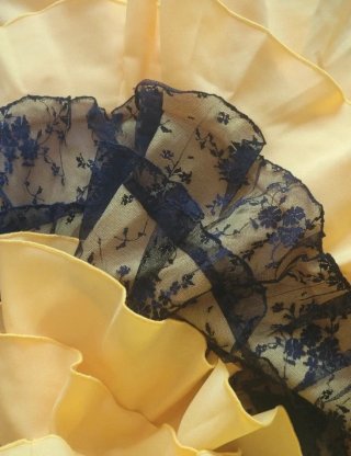 Vestido Flamenca Amarillo Negro Hecho a Mano