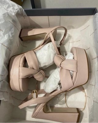 Zapatos de tacón beige/rosa para fiesta
