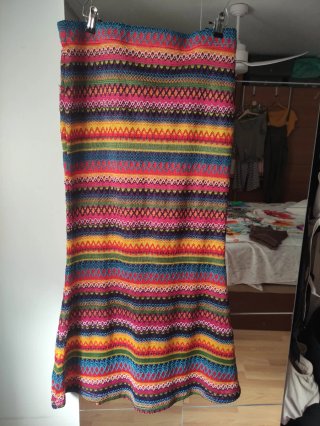 Falda larga estampada multicolor