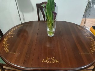 Mesa comedor extensible y 4 sillas tapizadas