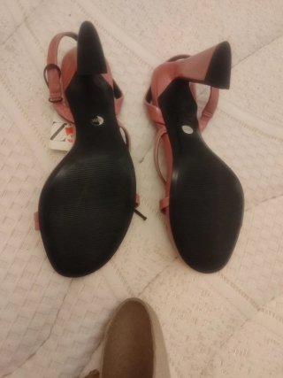 Sandalias tacón Zara rosa talla 37