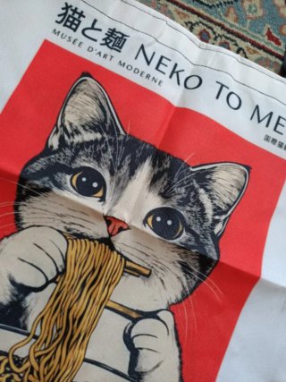 Borsa con gatto che mangia ramen