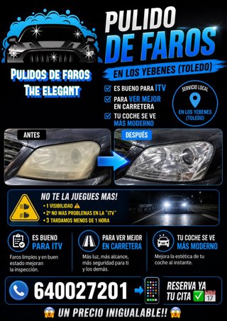 Pulido de faros en (LOS YEBENES)