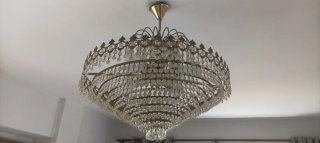 Lámpara latón y cristal roca Años 70