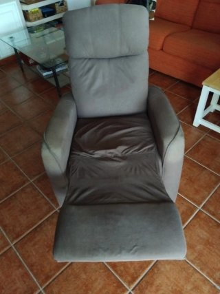 Sillón reclinable tela marrón