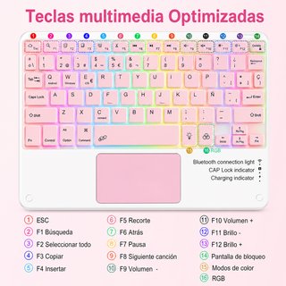 Teclado Bluetooth Touchpad Español Retroiluminado