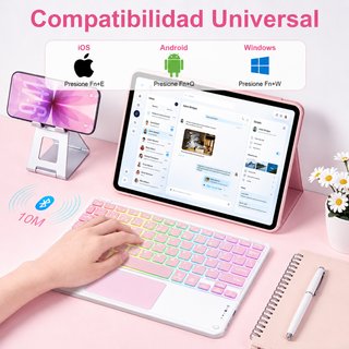 Teclado Bluetooth Touchpad Español Retroiluminado