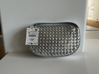 Bolso fiesta mano ZARA Plateado Trenzado