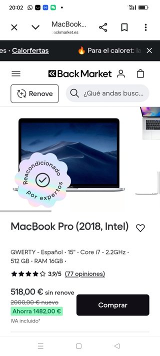 MACBOOK PRO 2018 15'' I7/16/512