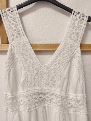 Vestido blanco ibicenco algodón nido abeja T.U