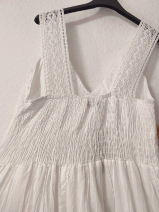 Vestido blanco ibicenco algodón nido abeja T.U