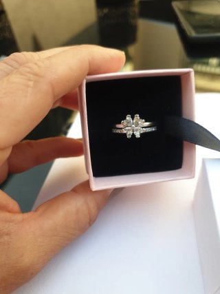 Doble Anillo Pandora Trébol 4 Hojas Plata 925 t.56