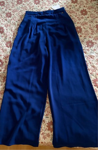 Pantalón ancho azul mujer