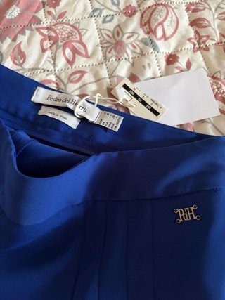Pantalón ancho azul mujer