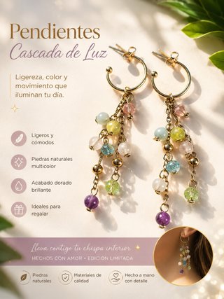 Pendientes Cascada de Luz Piedras Naturales