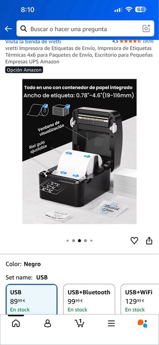 Impresora de Etiquetas vretti 4x6 USB