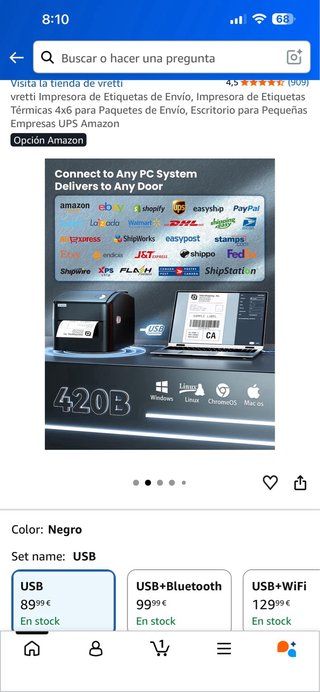 Impresora de Etiquetas vretti 4x6 USB