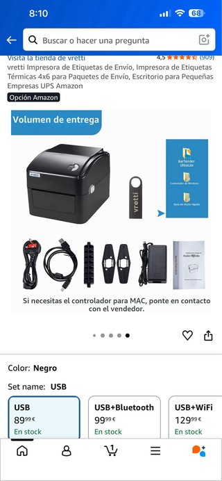 Impresora de Etiquetas vretti 4x6 USB