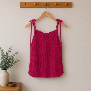 Top de tirantes tejido rosa