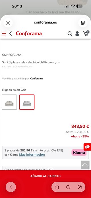 Sofá livia Reclinable Eléctrico Gris
