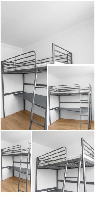 Litera metálica con escritorio Ikea svarta
