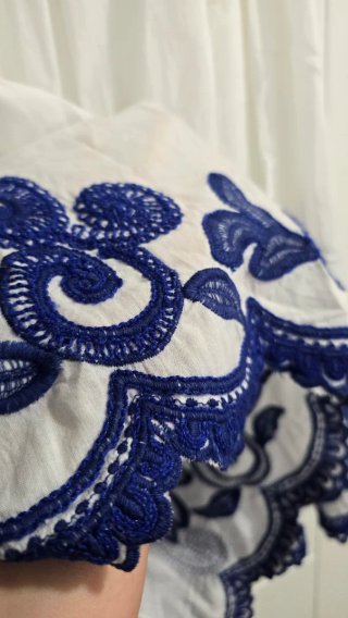 Falda Zara M bordado azul nueva