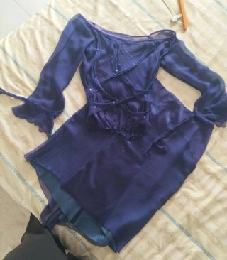 Conjunto falda gasa azul