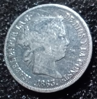 Moneda de Plata Isabel II (1865) - Época Isabelina