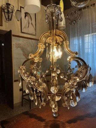 Lampadario Maria Teresa '900 Oro e Cristallo