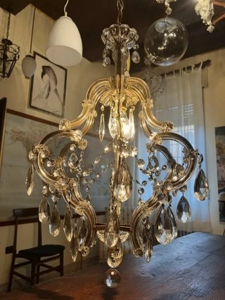 Lampadario Maria Teresa '900 Oro e Cristallo