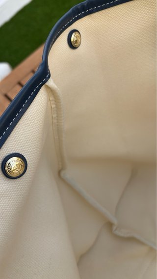 Bolso Tote Ralph Lauren Canvas & Leather Beige/Azu