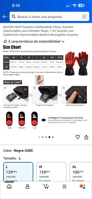 Guantes calefactables SAVIOR HEAT Talla L