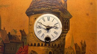 Cuadro con reloj antiguo. Funciona