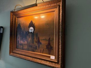 Cuadro con reloj antiguo. Funciona