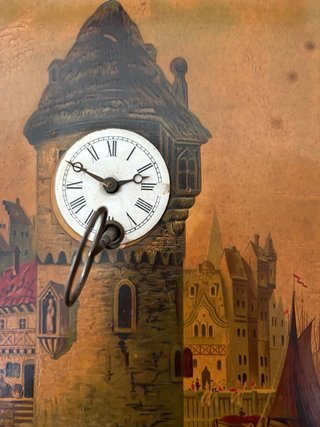 Cuadro con reloj antiguo. Funciona