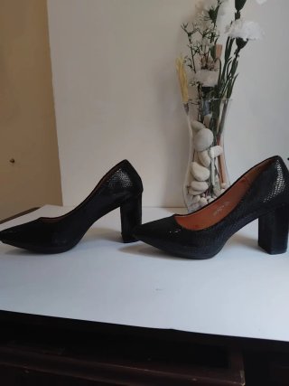 Zapatos de Salón Tacón Ancho Negros
