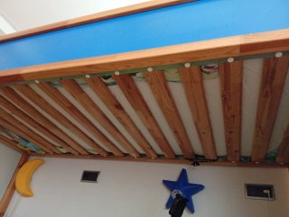 Cama litera kura madera y azul