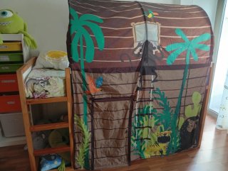 Cama litera kura madera y azul