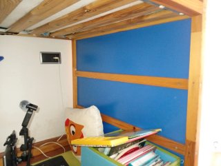 Cama litera kura madera y azul
